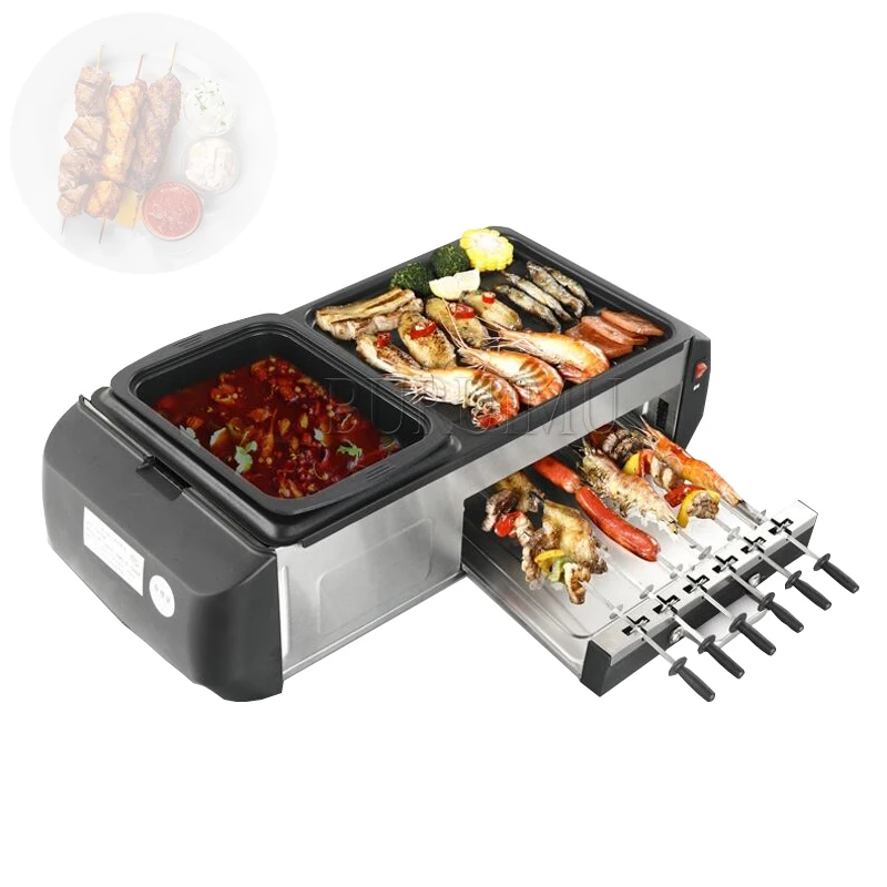 Household grill-shabu-shabu multi-function split hot pot and barbecue all-in-one machine