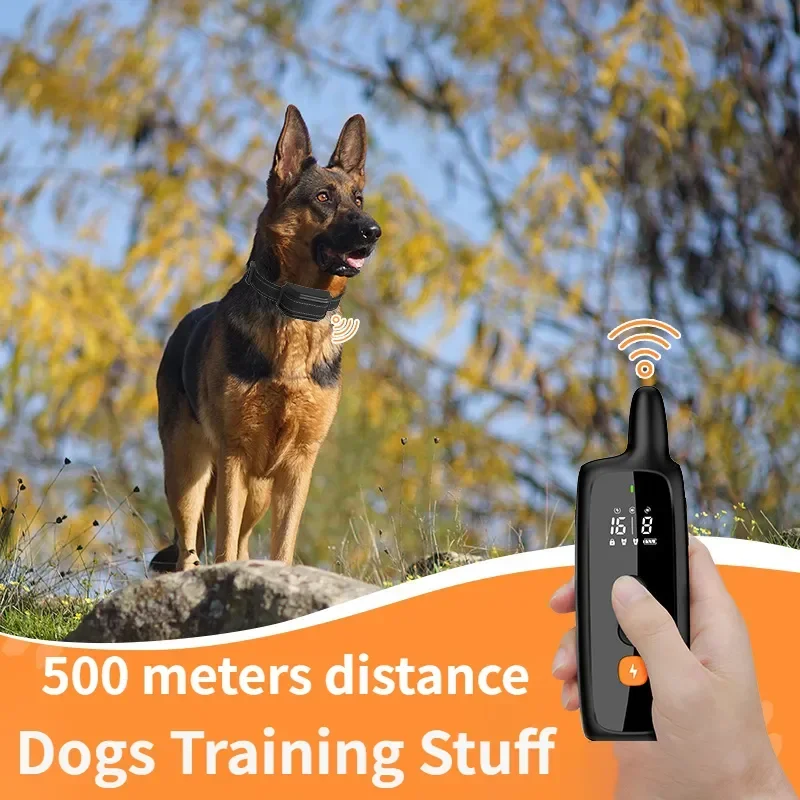 500M Electric Dog Training Device Color Screen Shock Anti-barking Collar IP67 Waterproof Bark Stop Collar for Dogs Pet Supplies