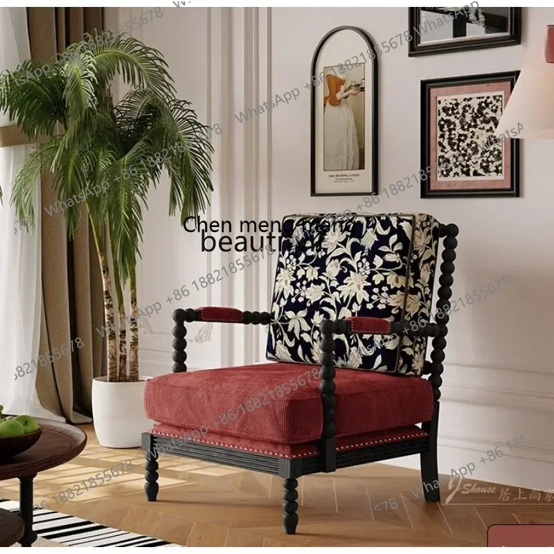 

xz1French light luxury sofa chair antique living room balcony solid wood single chair advanced bedroom retro