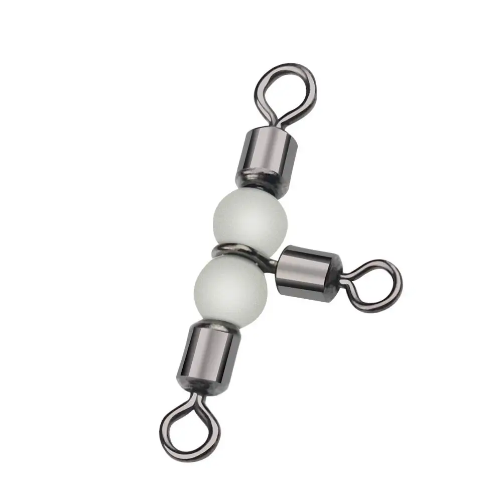 FishHooks Rolling Triple Swivels Bearing Connector Fishing Swivel Solid Ring Fishing Tackle Fishing Connector Luminous Beads