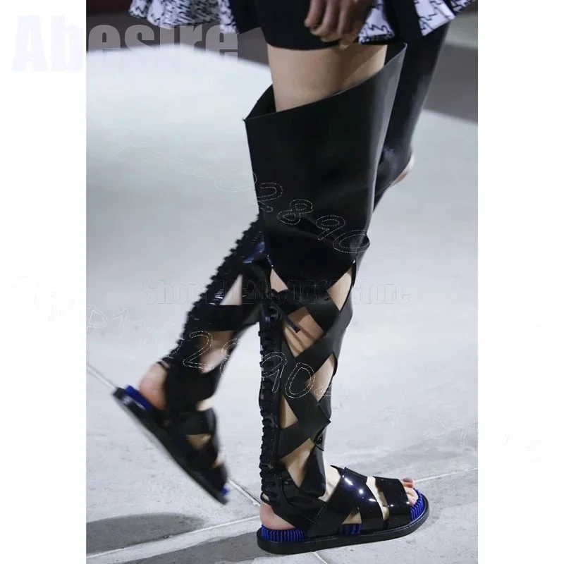 

Yellow Hollow Design Cut Heel Sandals Boots Back Zipper Women Shoes Low Top Open Toe Party Feast Runway 2026 Zapatos Para Mujere