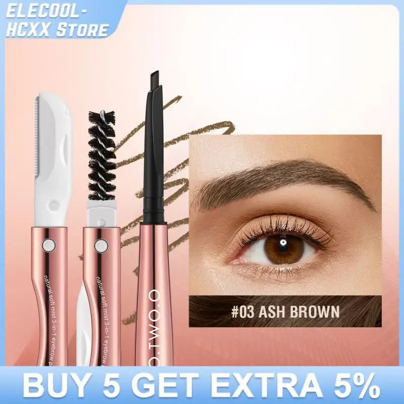 O.TWO.O 4color 3-in-1 Eyebrow Pencil Automatic Rotating Double Head Long Lasting Natural Waterproof Triangle Eyebrow Pen Makeup