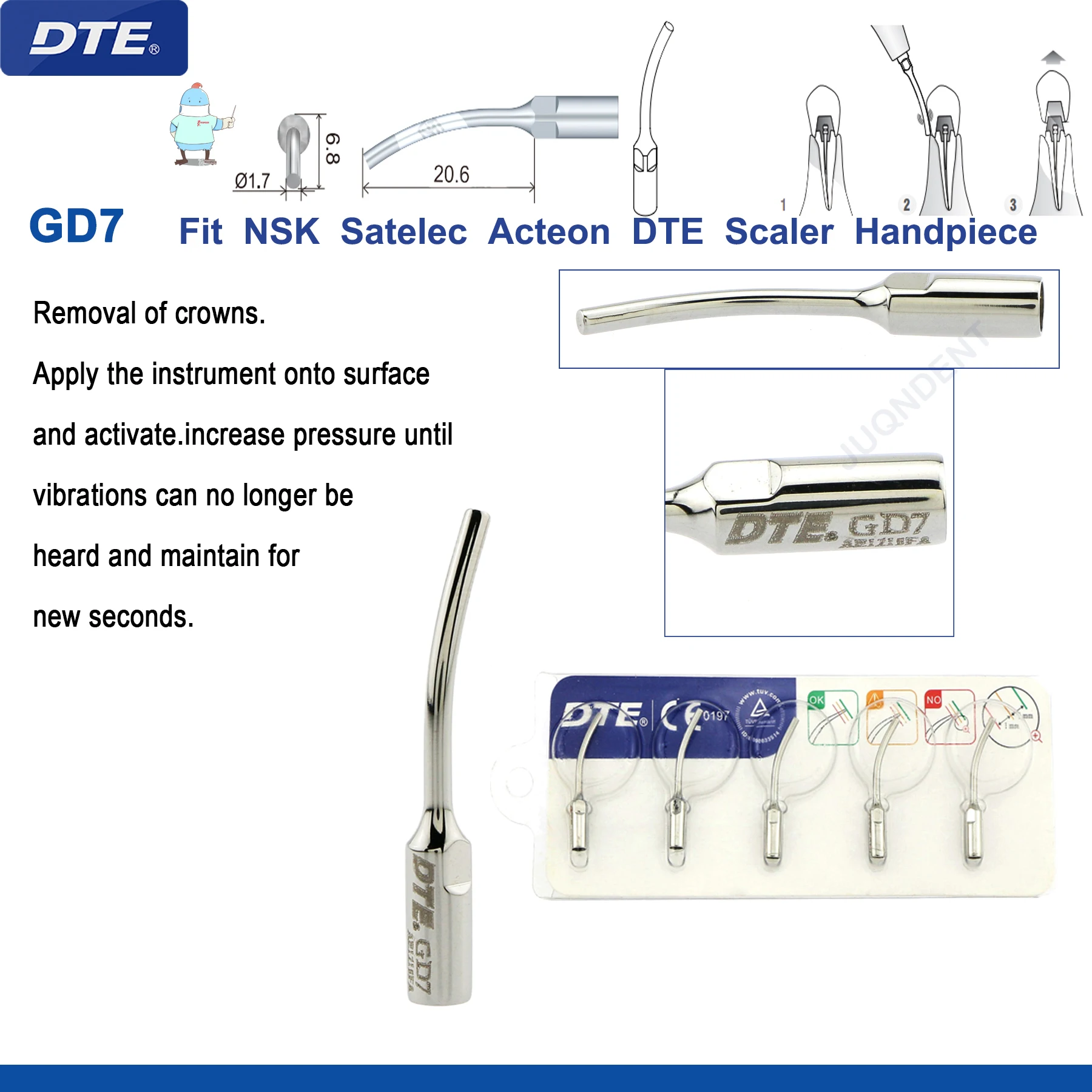 Originele Specht DTE Tandheelkundige Scaler Tips Ultrasone Scaling Tip G1-G8 GD1-GD8 Voor tanden reinigen Fit EMS NSK Satelec Acteon