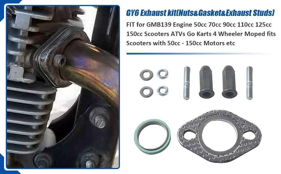 New Exhaust Bolt Stud Nut Gasket Kit For Scooter GY6 50cc 70cc 90cc 110cc 125cc 150cc High Quality