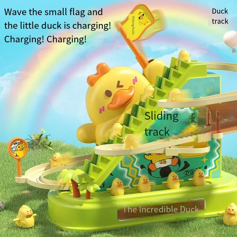 Electric Track Vehicle Little Duck Climbs The Stairs with Music Electric Duck Slide Track Vehicle An Educational Toy