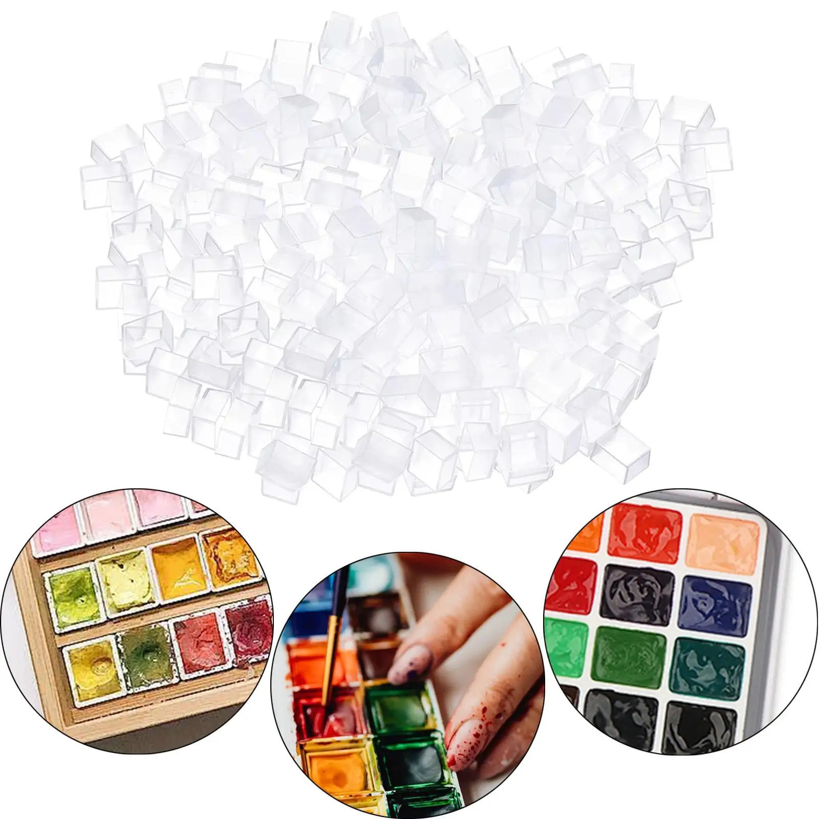 Paint Half Pans Set Empty Watercolor Pans Refillable PP Plastic Travel Case for Artist Palette Custom Colors