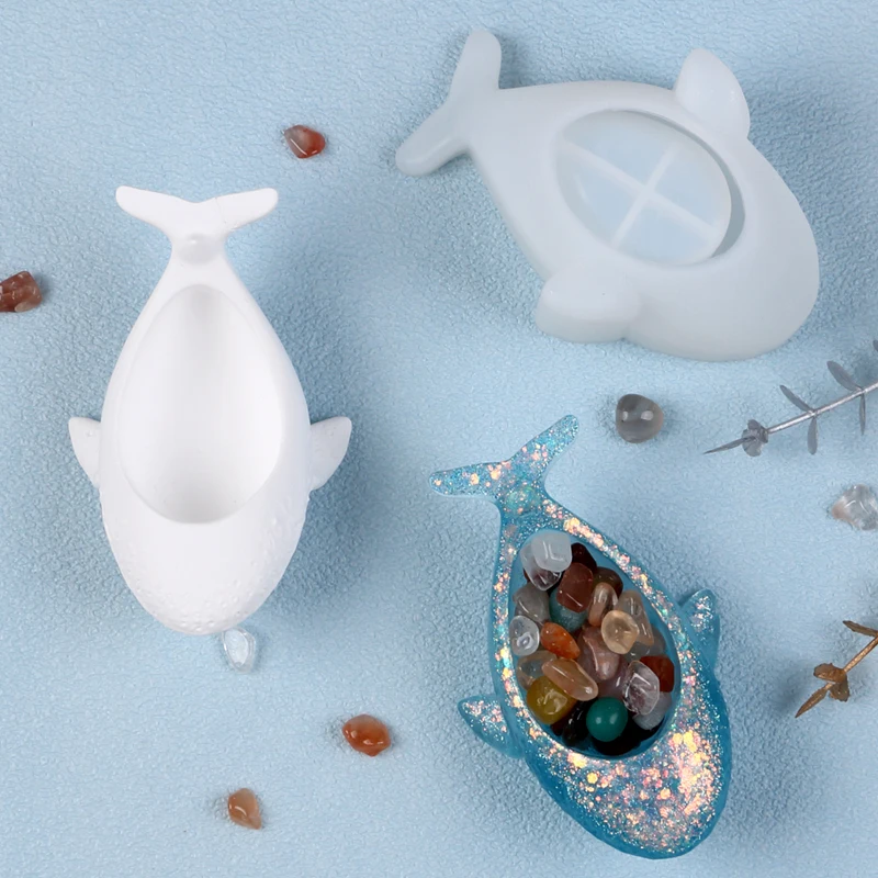 Stampo in silicone a forma di balena Contenitore per candeliere balena Contenitore per artigianato artistico Creazione di stampi in resina epossidica Decorazioni per la casa