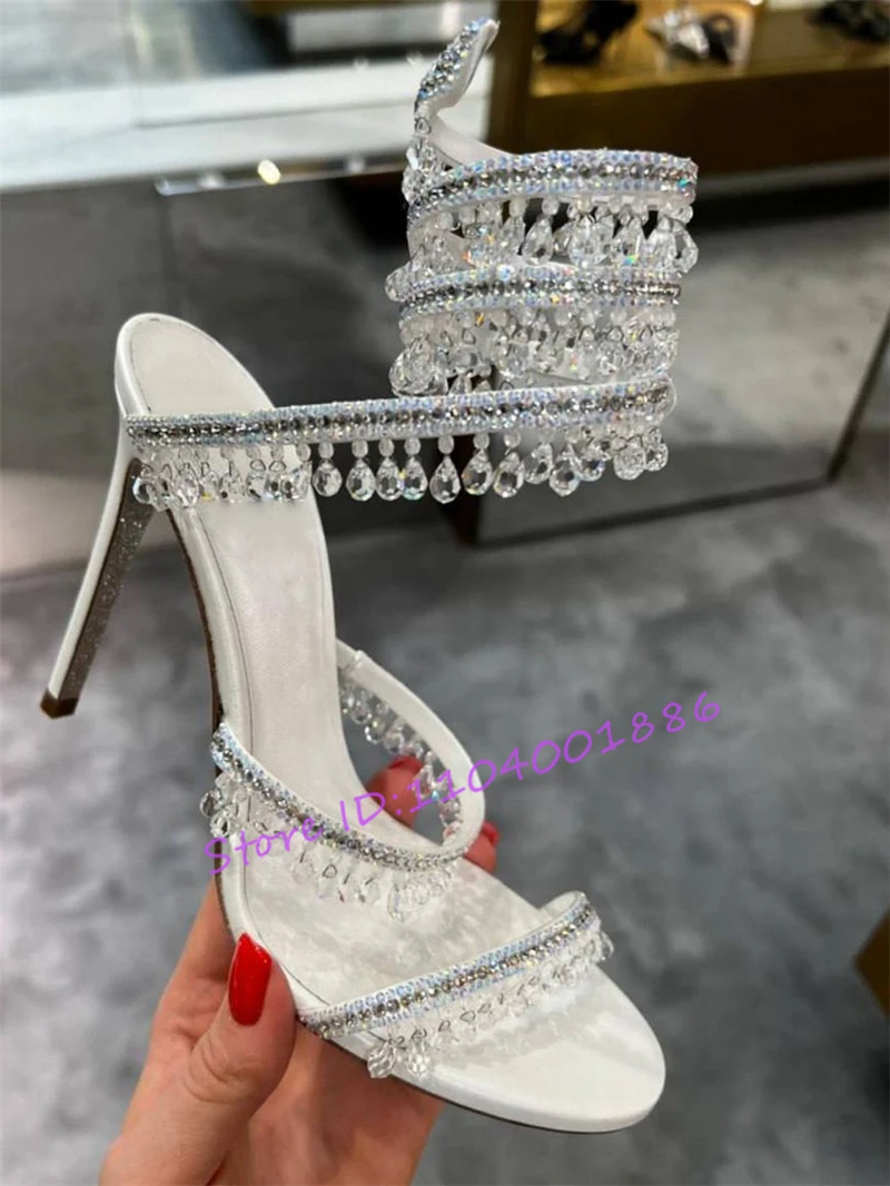 Rhinestone Snake Shape Ankle S - Sandal Strappy Heeled ulasan dan harga