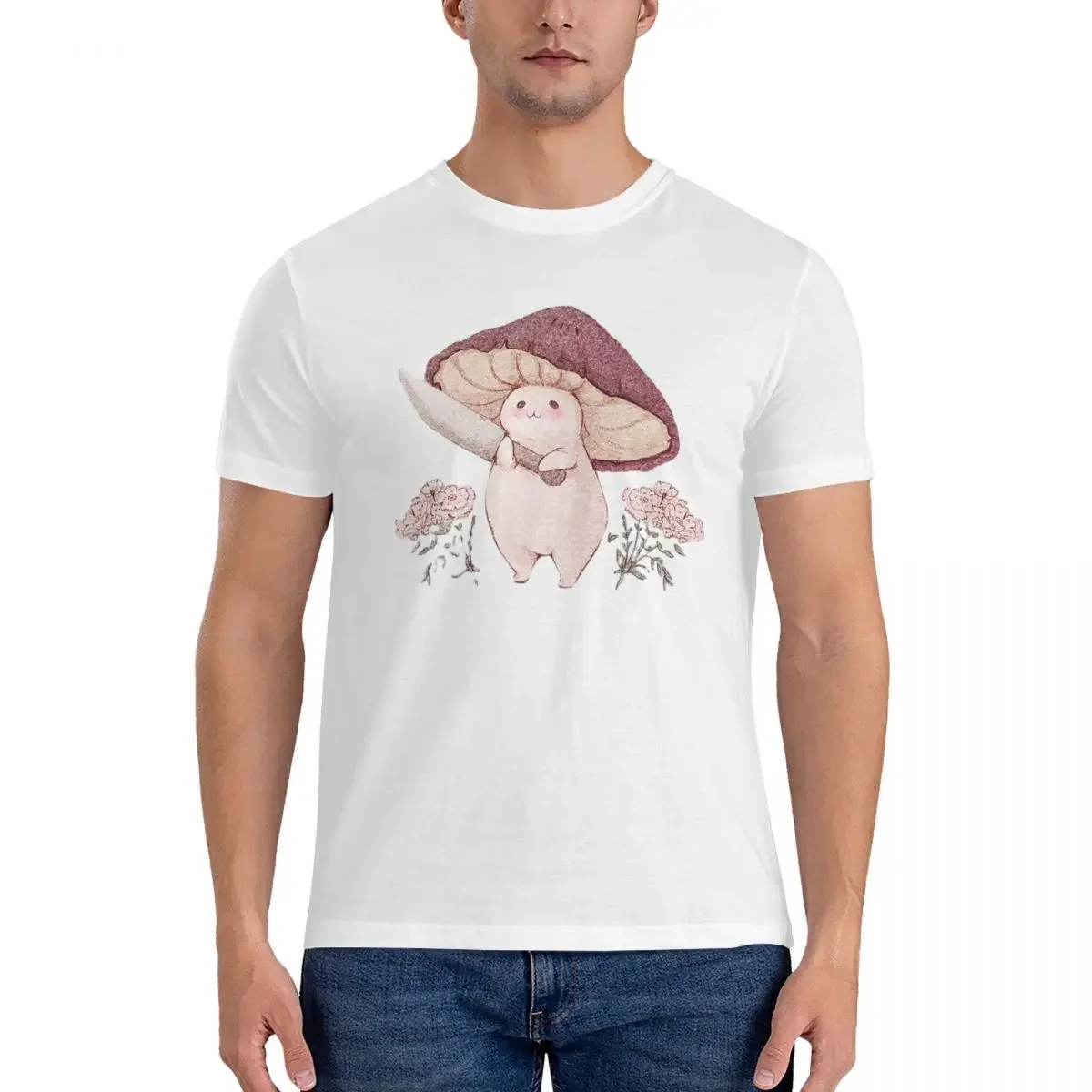 

Let Me See What You Have Little Mushroom T-Shirt for Men Cotton Oversized T Shirts Men's Short Sleeve O-Neck Clothes Tops S-6XL