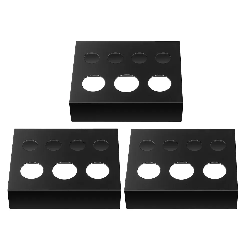 3Pcs Black Rectangular Iron Pigment Rack 7 Hole Tattoo Pigment Cup Stand Color Mixing Tray Tattoo Accessories Space