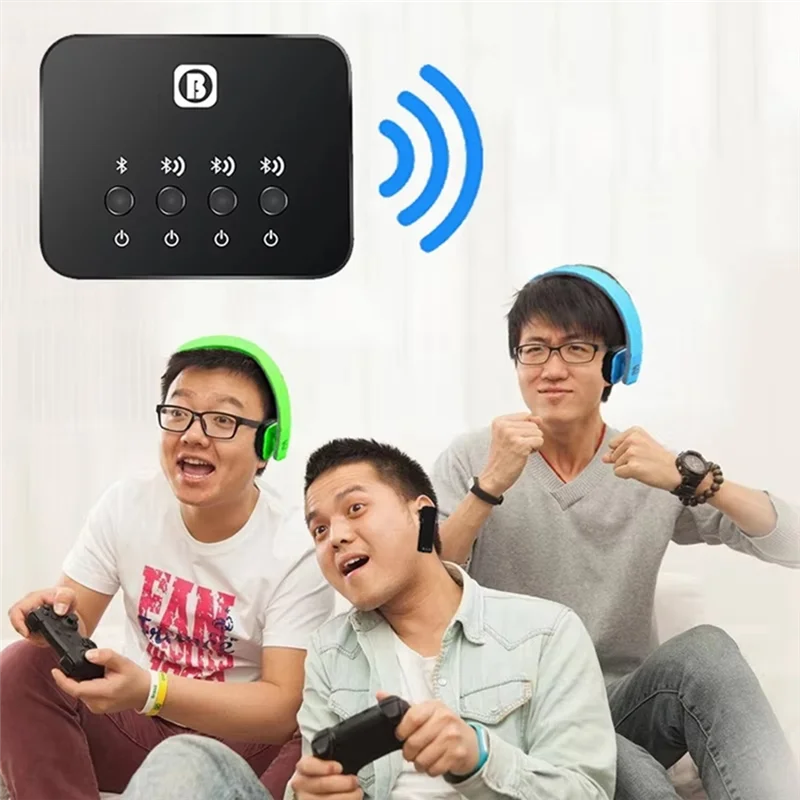 B04C-Audio Spliter For 3Pcs Wireless Earphone Working Together Wireless Stereo Audio Sharing Switcher