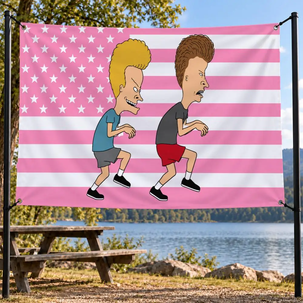 Cartoon Beavis And Butthead Flags decor flag banner,wall hanging flag,indoor outdoor wall decor,yard garden porch patio