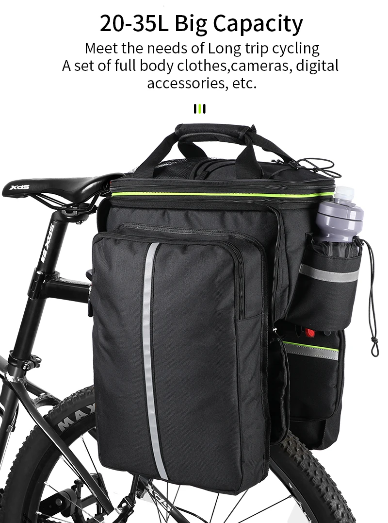 WEST BIKING 3-in-1 wasserdichte Fahrrad-Kofferraumtasche, MTB, Rennradtasche, großes Fassungsvermögen, Reisegepäckträger, Sattelsitz, Packtaschen – Detail 4