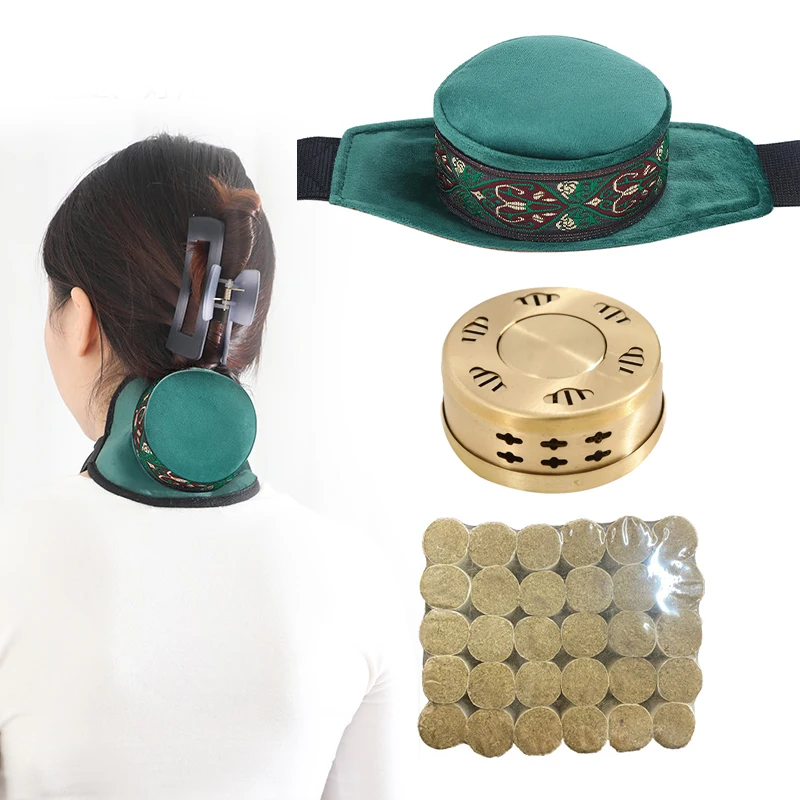 Caja de cobre y latón, bolsa de moxibustión sin humo, quemador de hierbas medicinales, terapia Moxa, punto de acupuntura corporal, masaje cálido meridiano