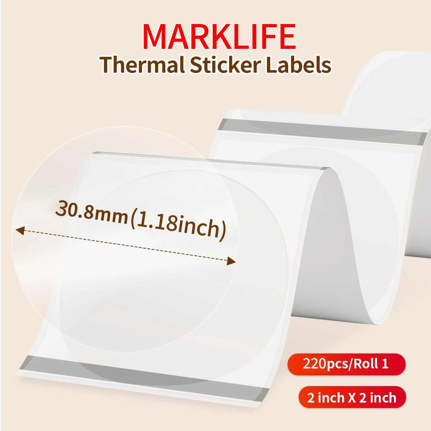 Marklife Thermal Printer Papers Transparency 50x50mmThermal Colorful Round Sticker Adhesive Paper Used For P50/D100/D200 Printer