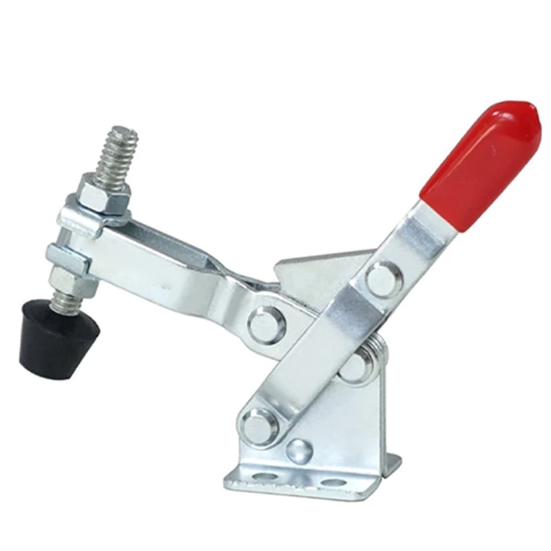 4PCS Vertical Quick-Release Toggle Clamp 102B - 220 Ibs Holding Capacity W Rubber Pressure Tip Durable Easy To Use Silver