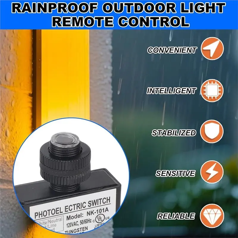 SHGO AC Photocell Light Sensor 2Pcs, 105V-130V Dusk to Dawn Switch with Nuts Washer, Daylight Control for Outdoor Garden