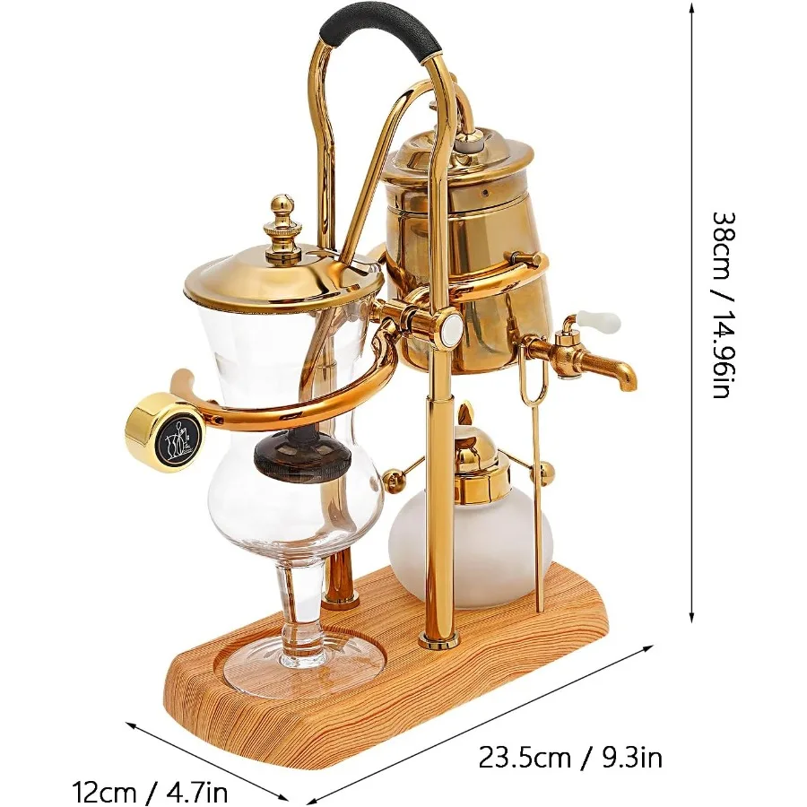 ماكينة صنع القهوة سيفون أنيقة على الطراز القديم مع لمسات ذهبية للاستخدام المنزلي والمقهى، تجربة تخمير ممتازة مع درجة حرارة تلقائية #2