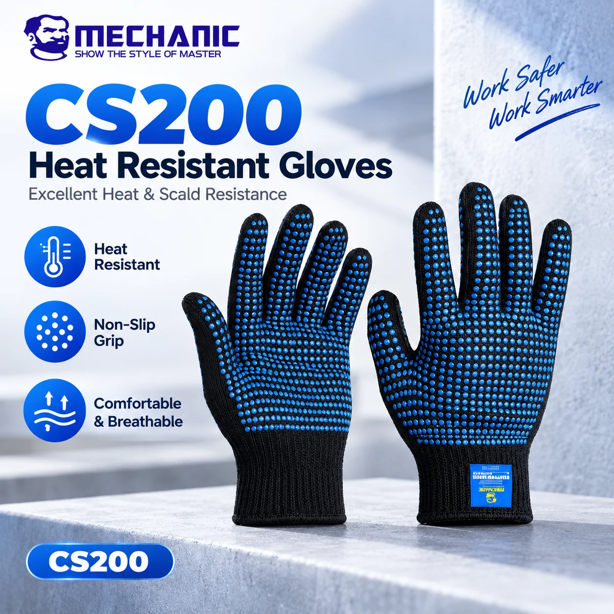 MECHANIC CS200 Heat Resistant Anti-Scald Work Gloves Non-Slip Breathable for PCB Repair Mold Equipment Maintenance Metal Forging
