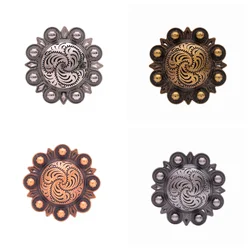 6PC 43MM Western Antique Copper Flower Berry Saddle Tack Bridle Headstall Leathercraft Cowboy Chaps Concho Decor Screwback