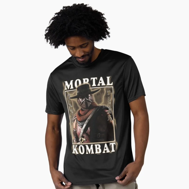 

Erron Black Vintage 90's Mortal Kombat Gift tee for gamer 100% cotton printed Men's Short Sleeve Graphic T-Shirt All size tops