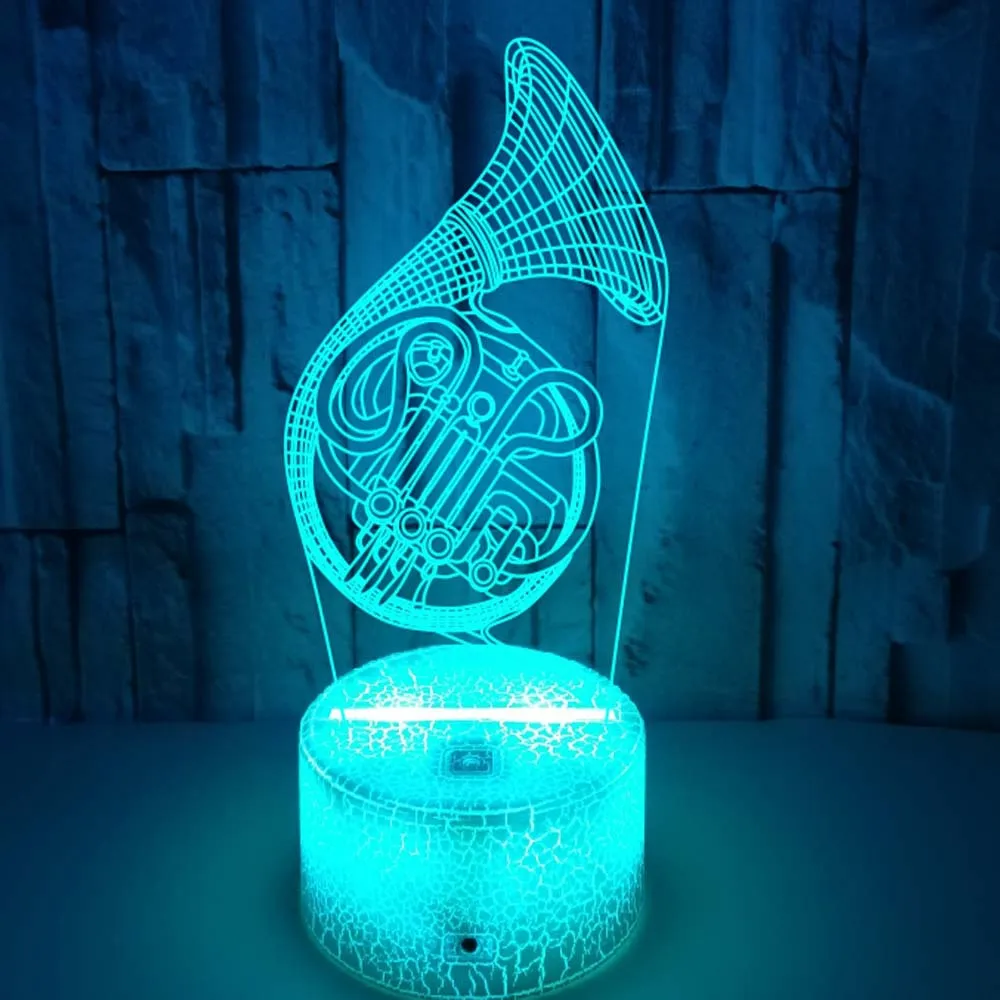 Luz nocturna de cuerno francés Nighdn, lámpara de ilusión óptica 3D con luz nocturna que cambia de 7 colores, decoración del hogar, regalos de Navidad para niños