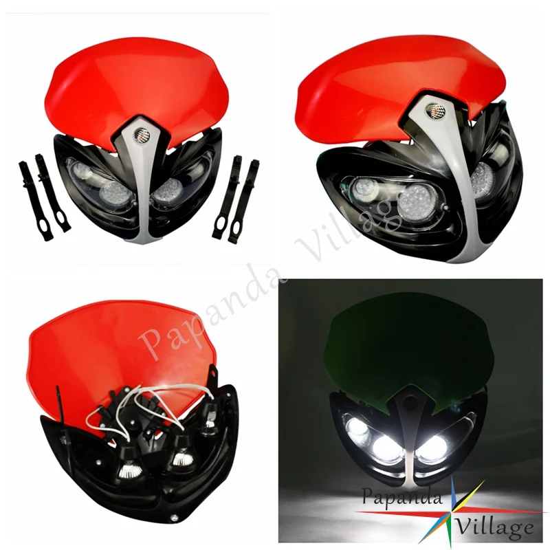 Papanda Red Motorcycle Off Road Dual Sport Headlight Dirt Bike Headlamp Enduro For Suzuki DRZ DR 650 400 350 200 125 RM Z450