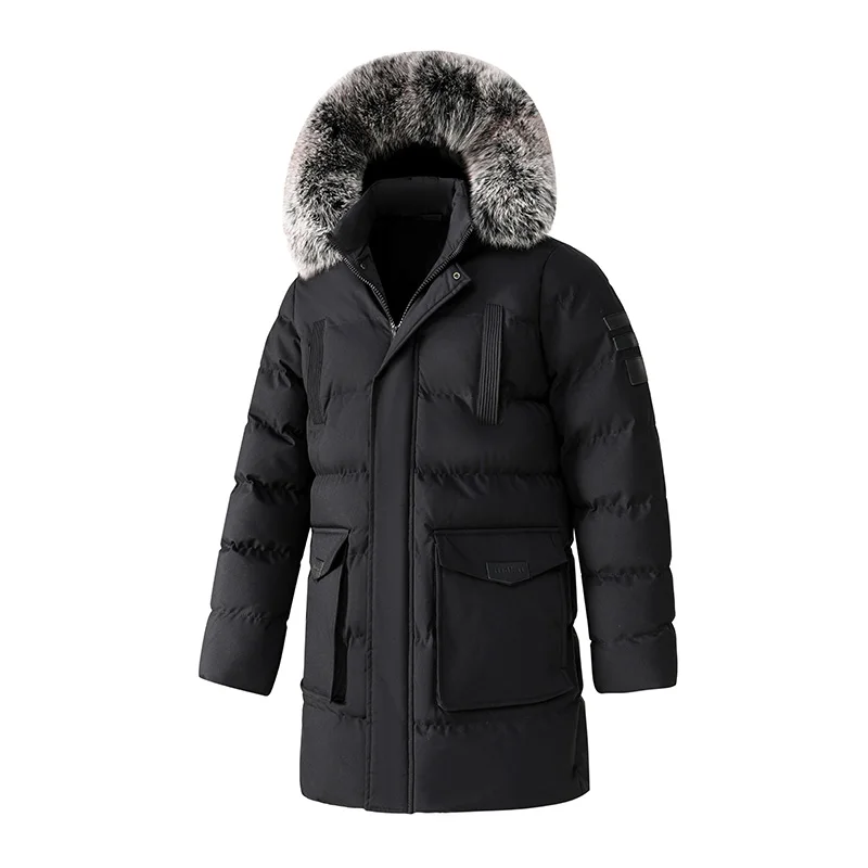 Large size cotton jacket for men detachable fur collar hooded cotton jacket loose fit jacket detachable hat standing collar cott