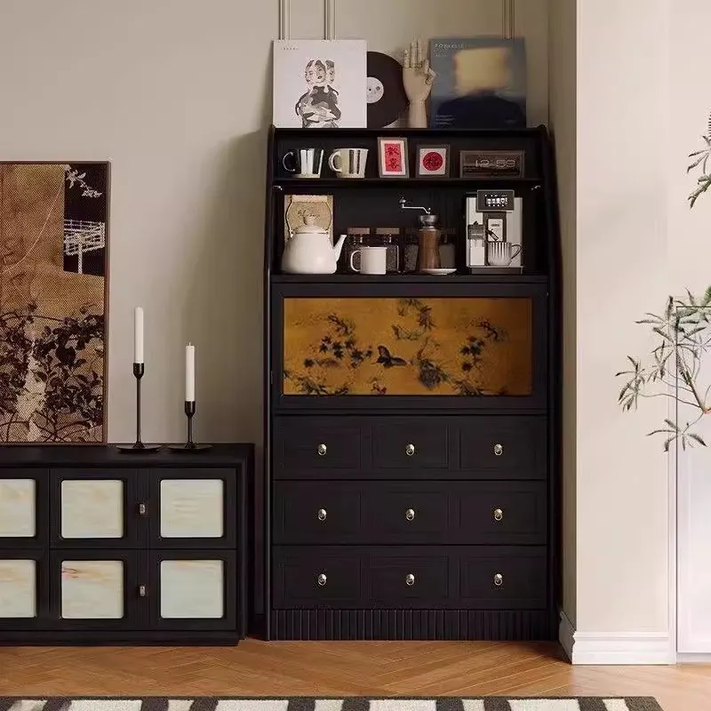 

French retro bucket cabinet fragrant cloud yarn bookcase solid wood drawer bookshelf porch display