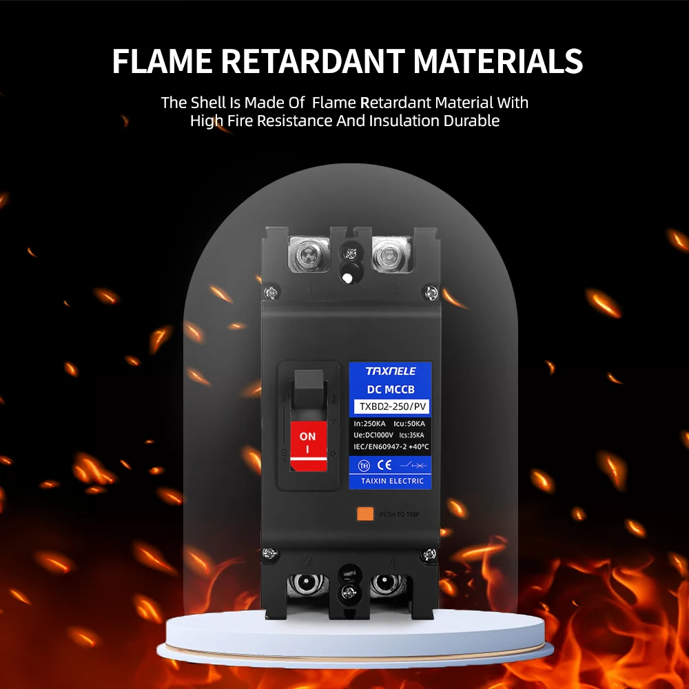 Sun molded box DC circuit breaker 125A 250A 2P MCCB overload protection switch protector Photovoltaic PV battery isolator