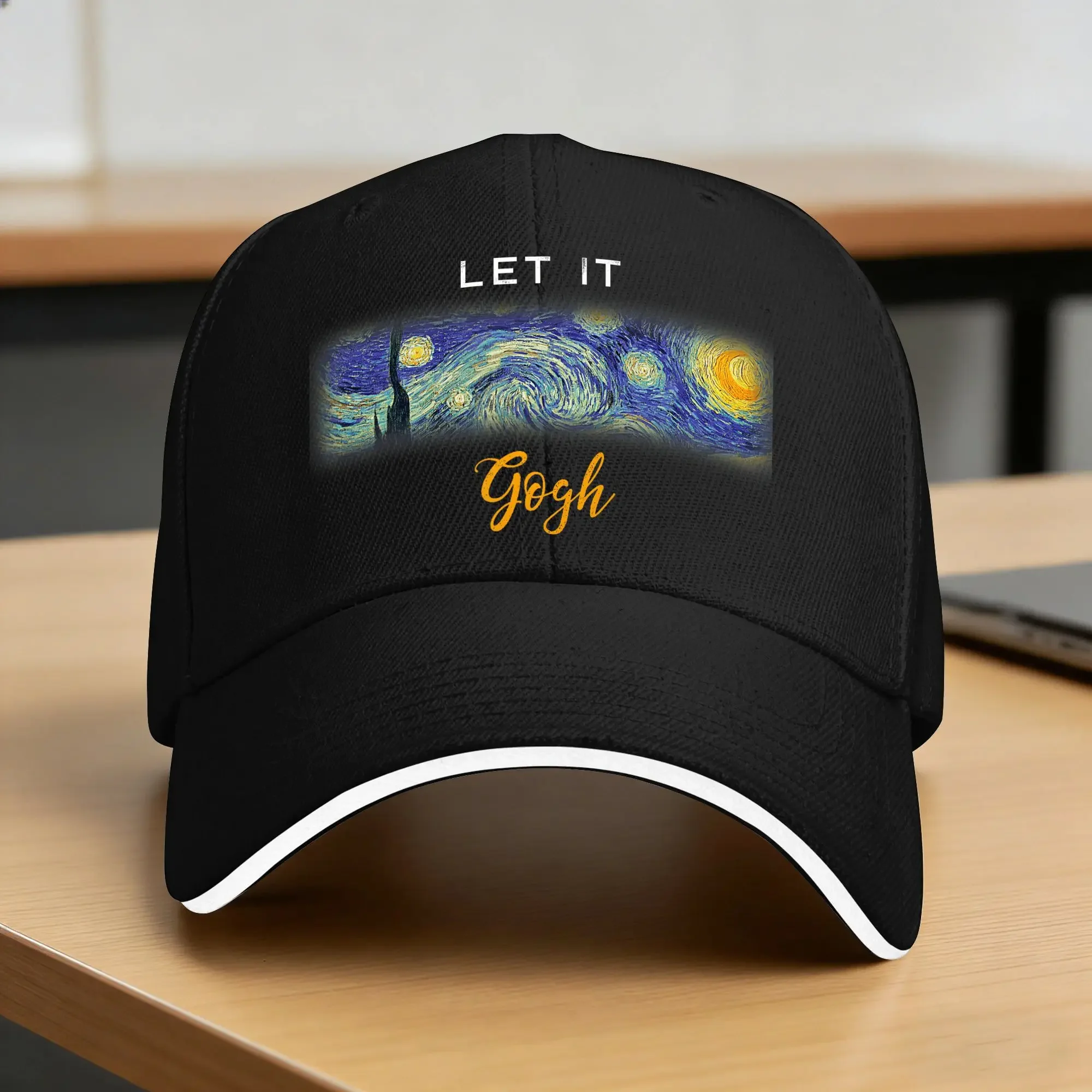 Funny Vincent Van Gogh Starry Night Let It Gogh Baseball Cap Y2k Retro Trucker Hat Summer Couple Women Outdoor Gym Snapback Cap