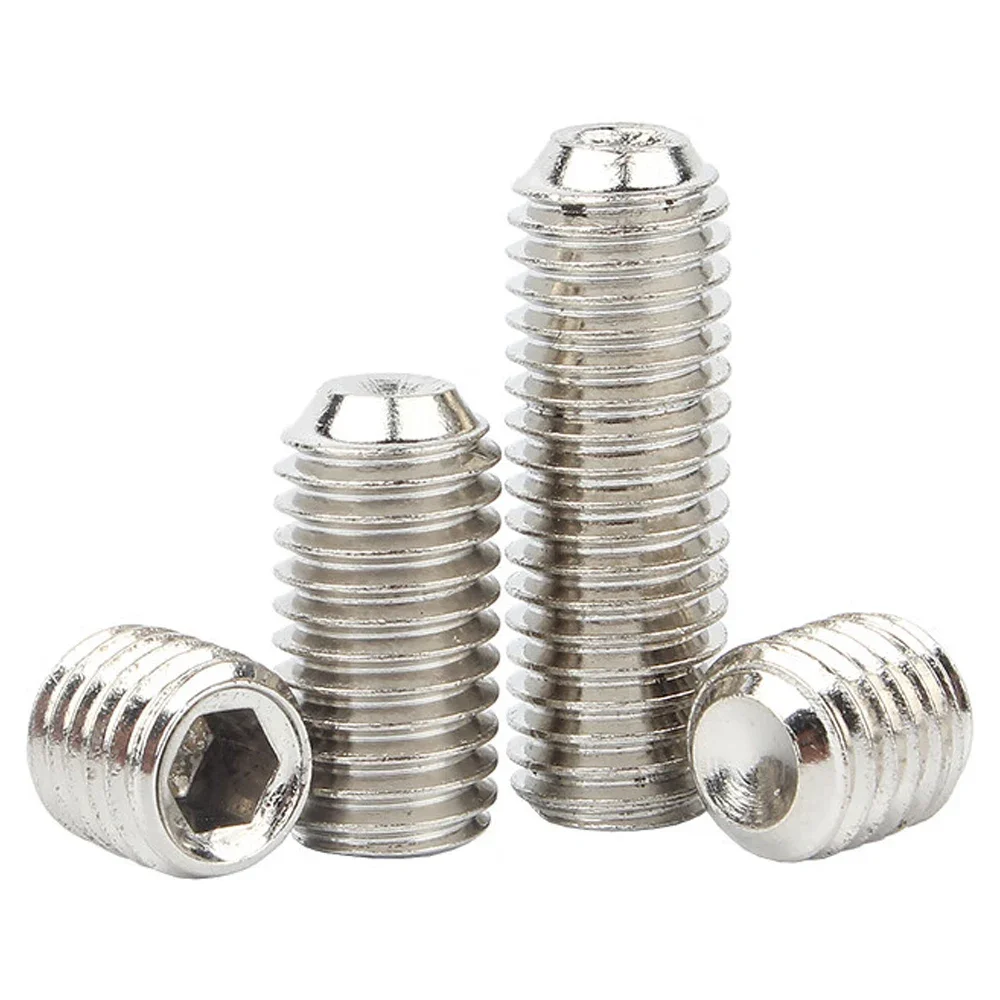 50Pcs M1.6 M2 M2.5 M3 M4 M5 M6 M8 304 Stainless Steel Grade 12.9 Steel Hex Hexagon Socket Cup Point Set Screw Grub Bolt