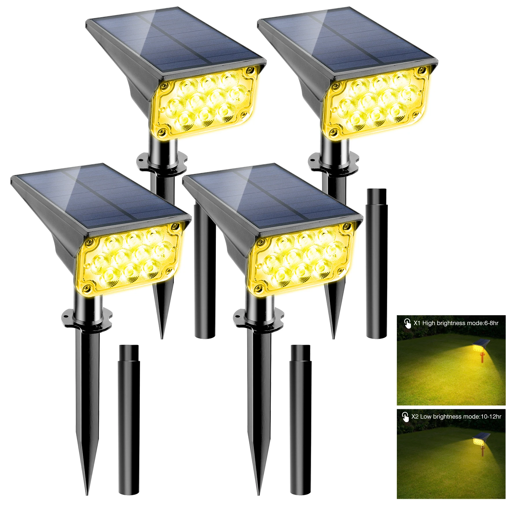 4pcs Adjustable Solar Spotlight Solar Garden Light IP65 Waterproof Super Bright Landscape Wall Light Outdoor Light Solar Lamp