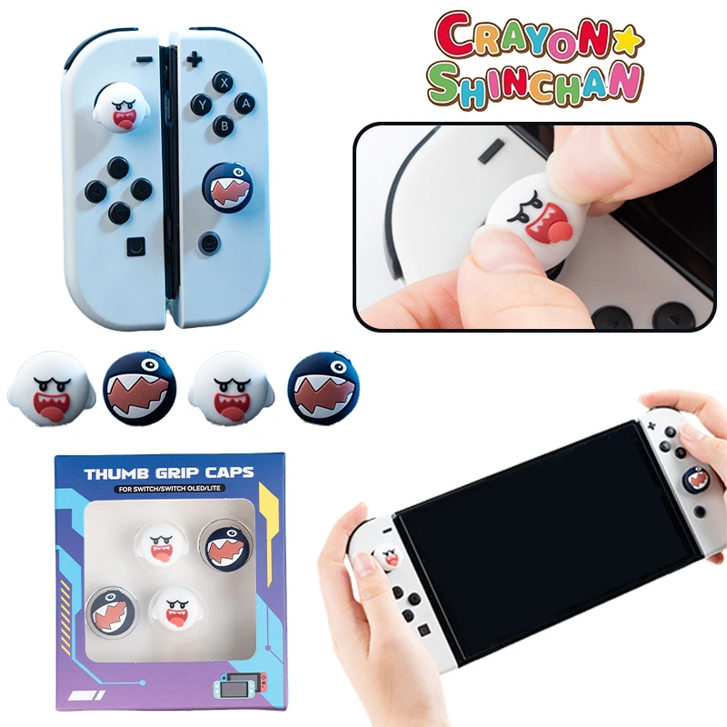 4pcs Super Mario Cartoon Chain Chomp Boo Switch Thumb Grip Nintendo Switch Ns Oled Lite Joy Con Cover Game Console Accessories