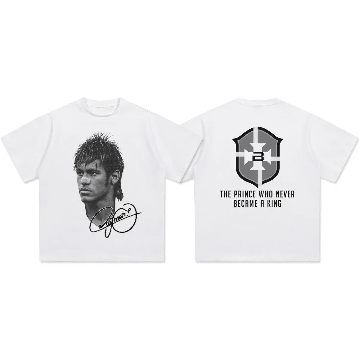 Neymar Cristiano Ronaldo American Football Star Stampa T-shirt a maniche corte Abbigliamento donna Stampa Moda Uomo Tee
