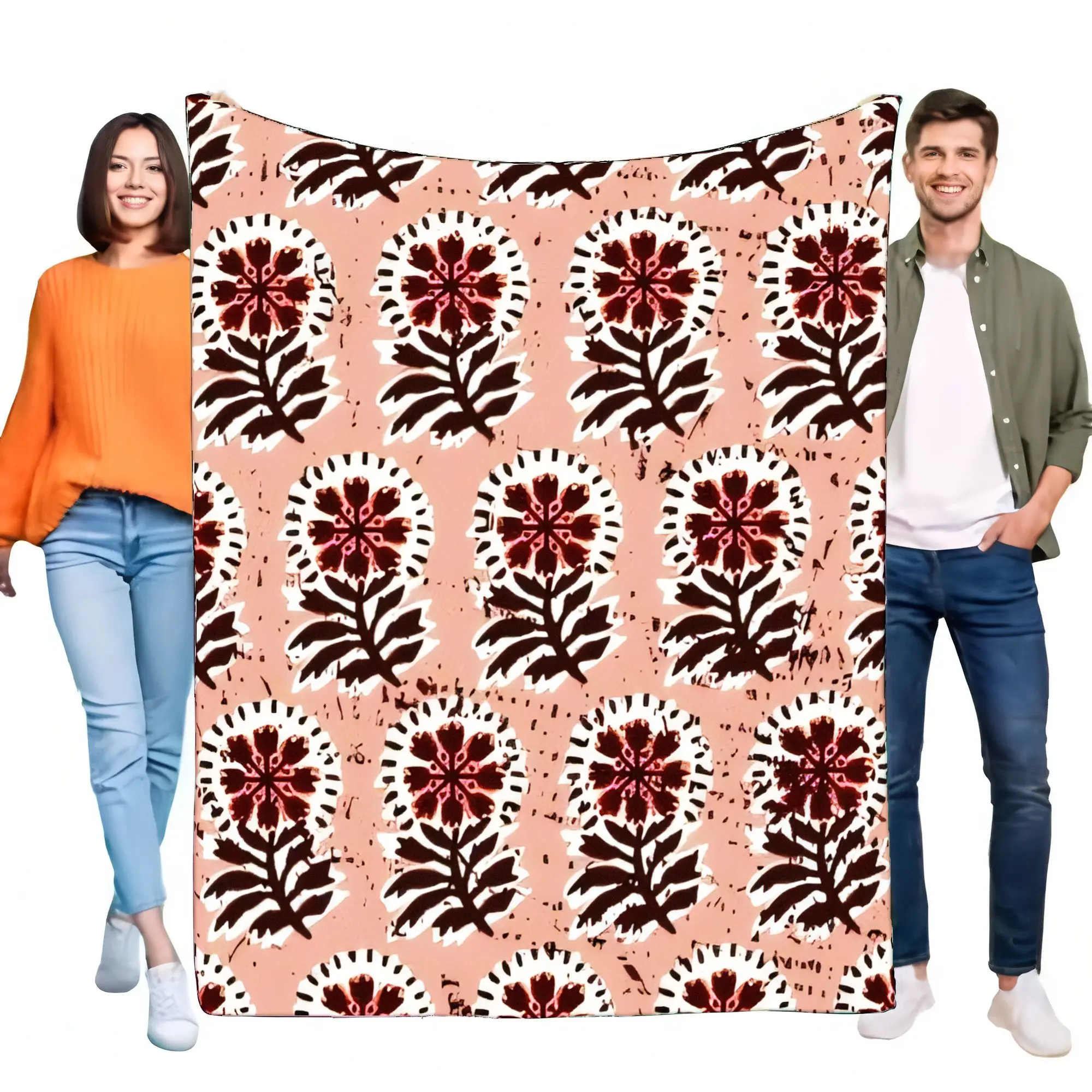 Stylish Floral Pattern Blanket Soft Warm Throw for Bed and Sofa, Cozy Lightweight Home Decor, Perfect Gift for Birthday and Spec