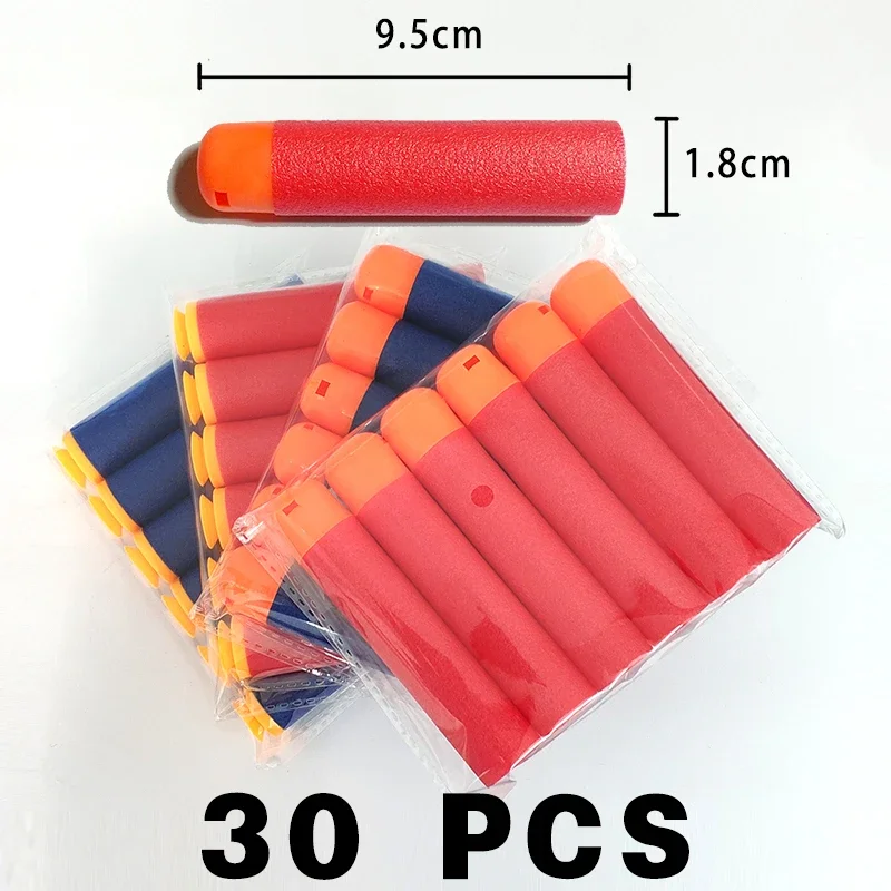 Balas de Rifle de francotirador rojo para niños, dardos de espuma de repuesto para pistola de juguete, balas de cabeza de agujero grande, regalo, 30 piezas, 9,5x1,8 cm