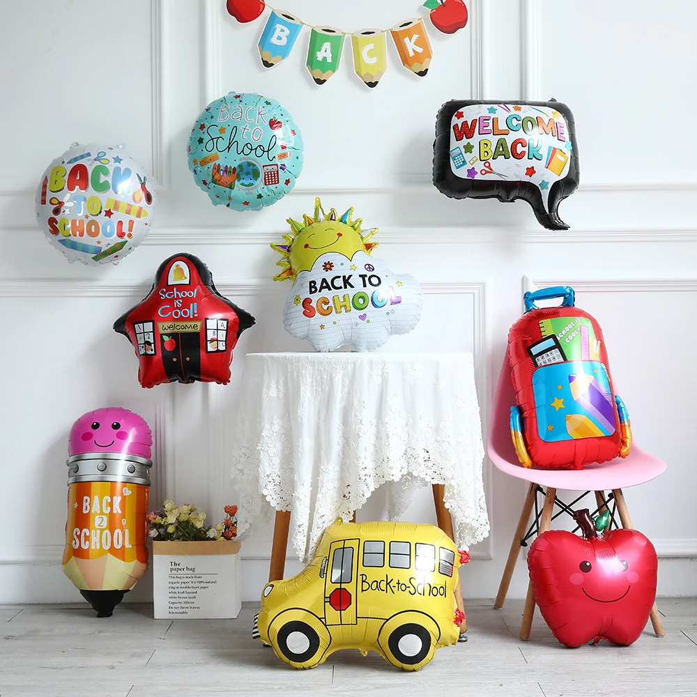 

Back To School Aluminum Film Balloons Pencil Schoolbag School Bus Balls Back To School Decorations Classroom Decoration