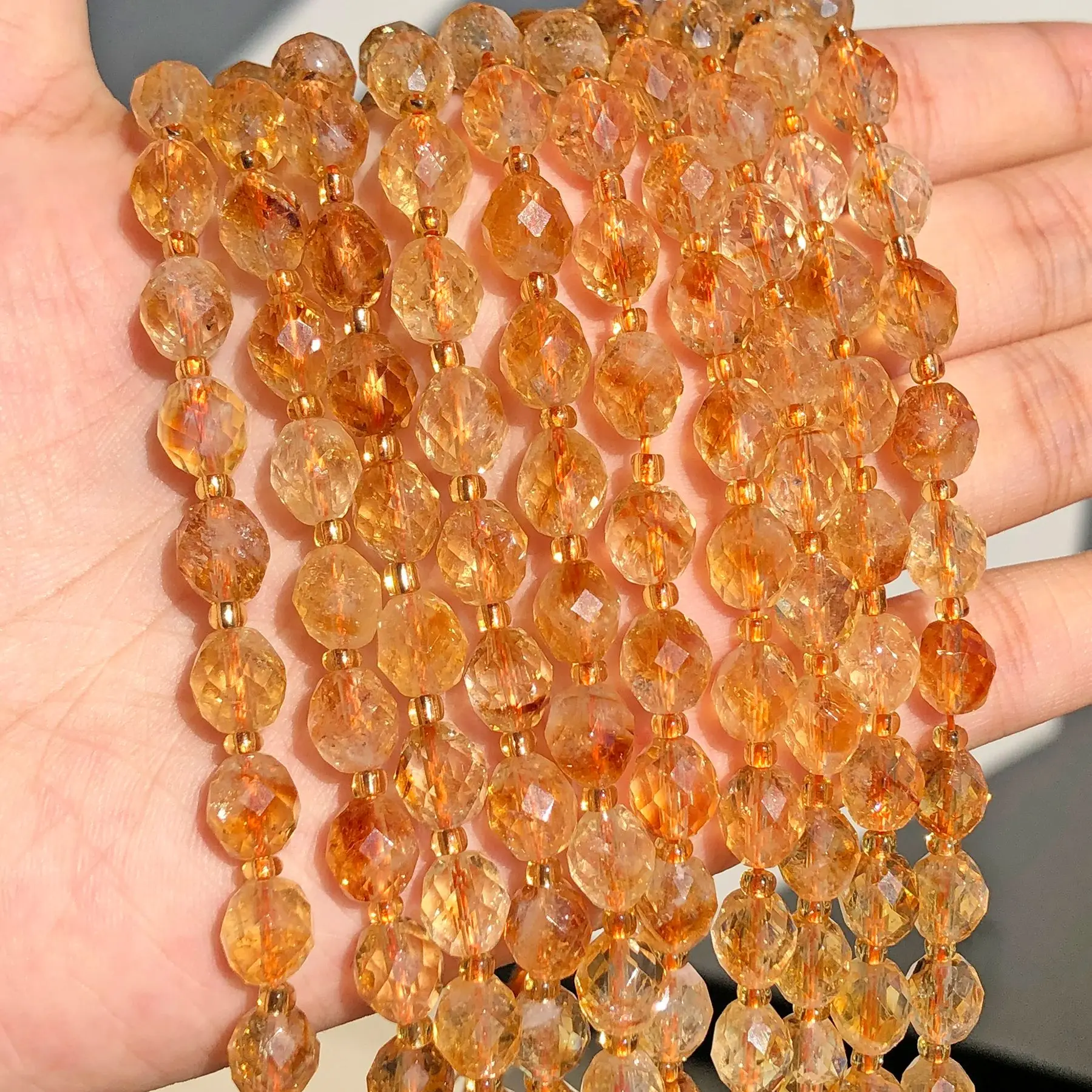 8x7mm AAA Faceted Oval Stone Natural Citrine Spacer Beads For Jewelry Making DIY Bracelets Accessories 7.5inch