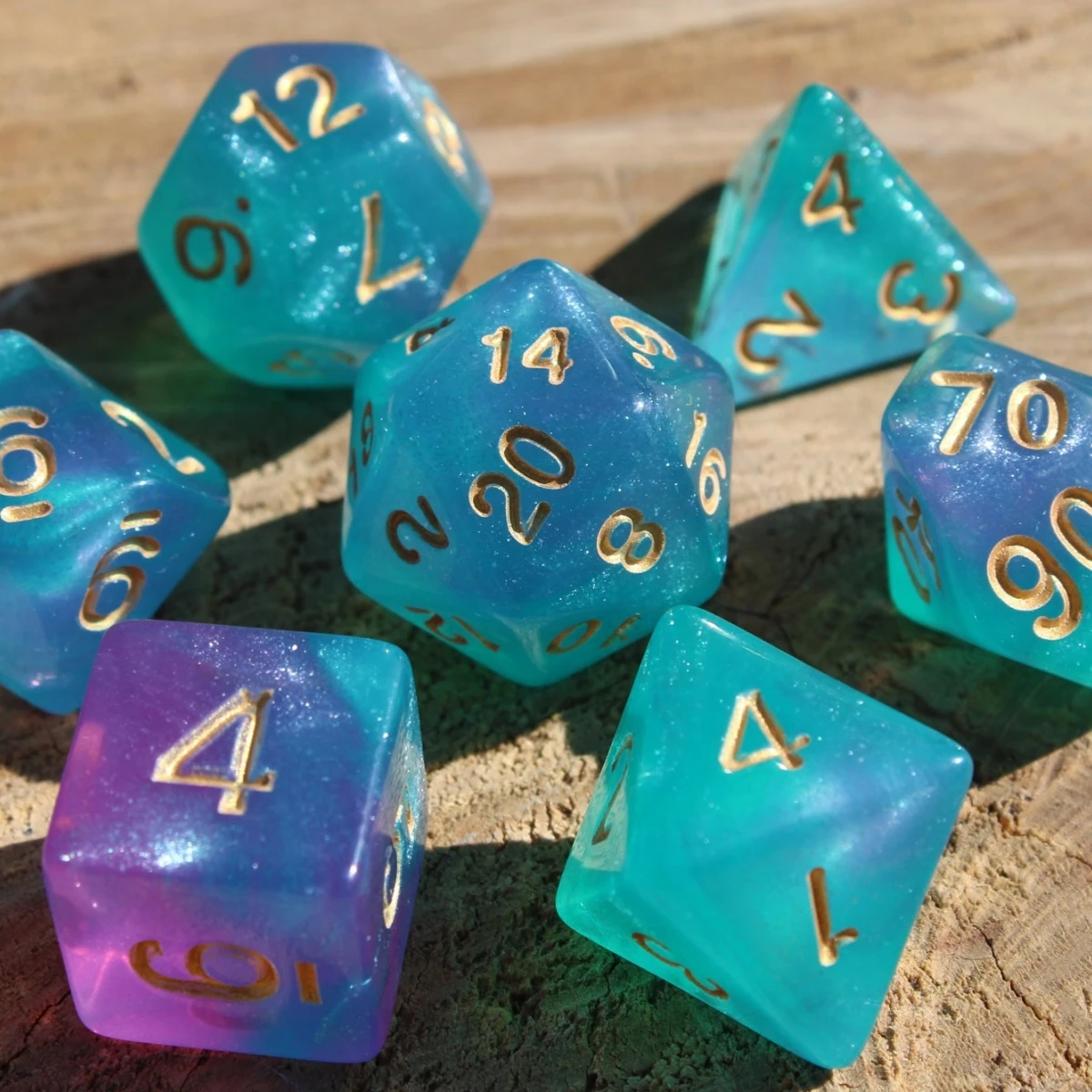 7Pcs/Set Atlantic Waters Dice for DND Dungeons and Dragons Table Games D&D RPG Tabletop Roleplaying