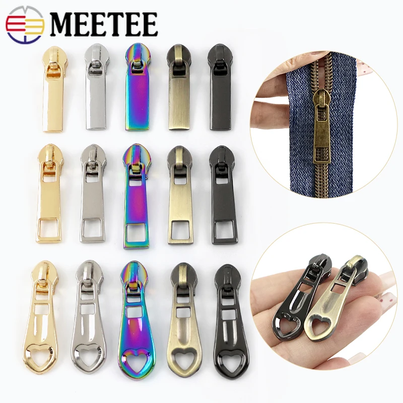 

20Pcs Meetee 5# Zipper Slider for Nylon Zip Tapes Bag Clothes Pocket Zippers Puller Jacket Decoration Lock Zips Head Repair Kits