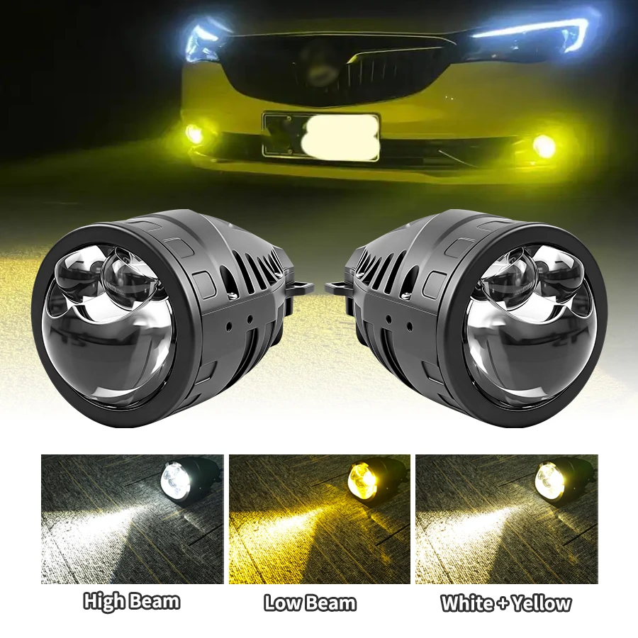 

3 Inch Led Projector Laser Lens Fog Lamp White Light 6000K 4300K H11 120W Led Canbus Car Headlight Bulb Bi-led Fog Lights
