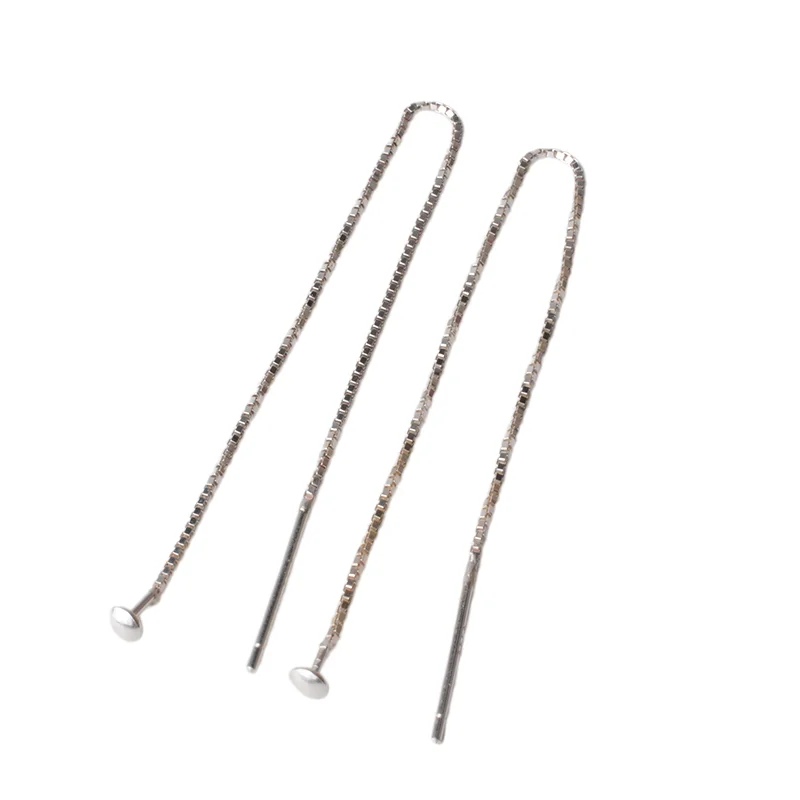 earwire,solid 925 sterling silver ear thread, Box Chain earring wire with Headpin