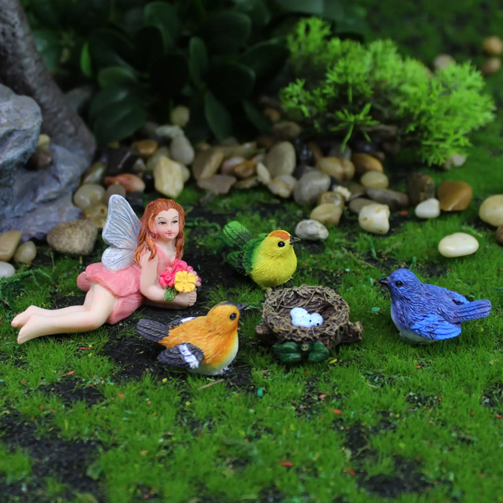 5 Pieces Resin Craft Fairy Garden Figurines Mini Figures Party Favor Garden