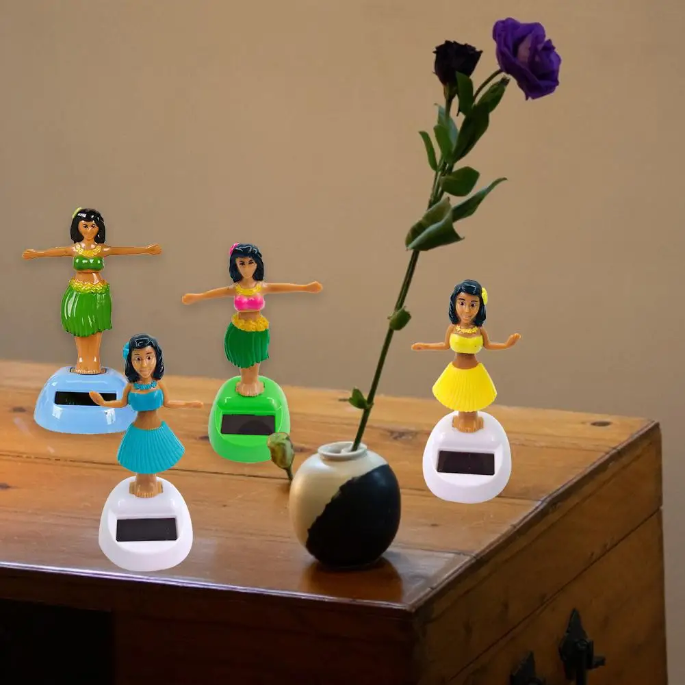 Decoração de carro boneca dança acessórios de carro brinquedo de energia solar balançando cabeça havaí balançando animado menina ornamento de carro estilo de carro