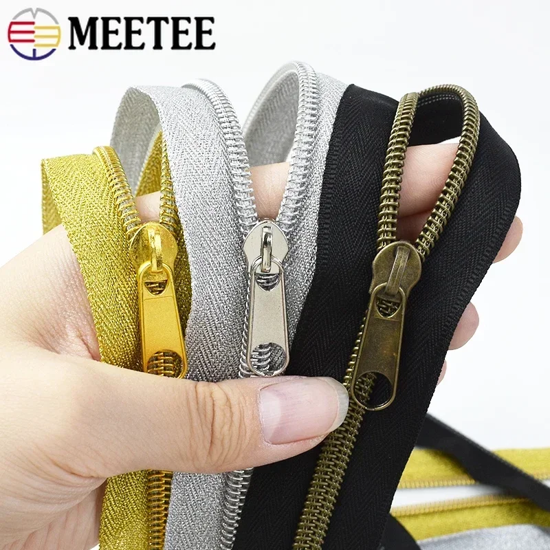 1/2/5M 3# 5# Nylon Zipper Tape and Zippers Sliders Pull Bag Jacket Garment Coil Decorative Zips Repair Kits DIY Sewing Accessory