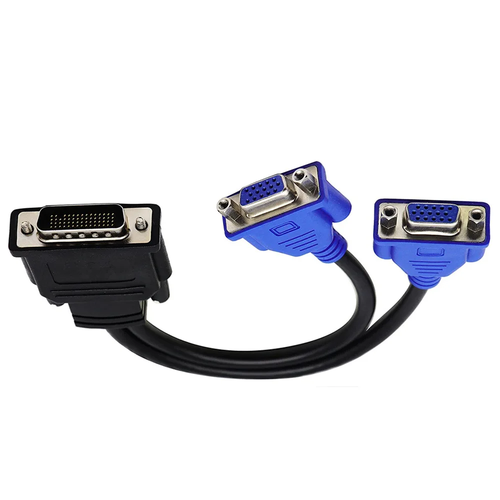 DMS-59 Pin Male to 2 VGA Female Splitter Video Cable Adapter for Computer Video Card 59Pin DVI to Dual VGA 25cm