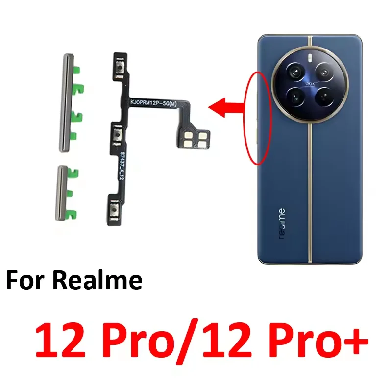 Volume Button For Realme 12 Pro Plus Phone New Housing Power On Off Switch Key Internal Flex Cable Part For Realme 12 Pro+