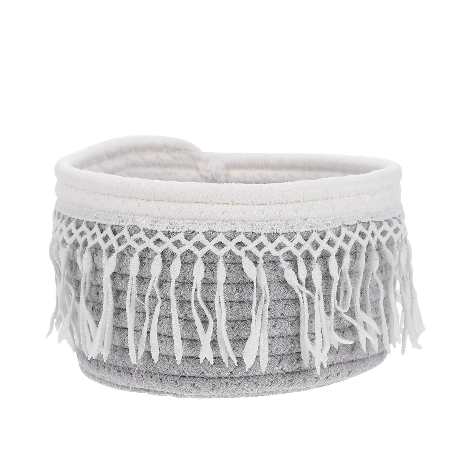 

1 шт. плетеная корзина для хранения, ручной работы, из хлопковой нити, для декора комнаты, контейнер для домашних мелочей, органайзер для рабочего стола