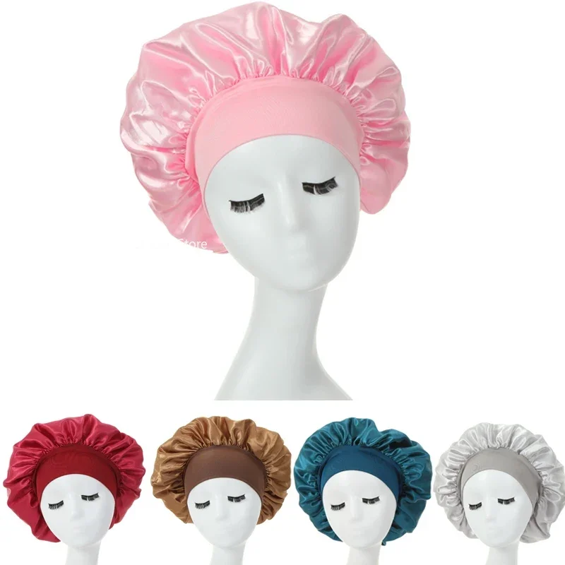 Soft Women Shower Cap Hairdressing Hair Care Hat High Elasticity Monthly Shower Cap Female Nursing Satin Sleeping Cap